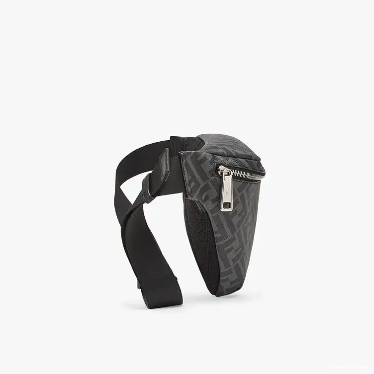 Cheap HOT FF Fabric Black In Fendi Motif Yellow Belt Bag 0629